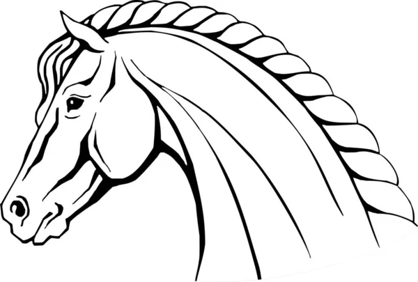 Głowa Konia Ręcznie Rysowane Rysunek Wektorowy Białym Tle Heraldyka — Wektor stockowy