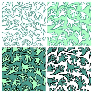 Deniz bitkisi ile dikişsiz desen. Kumaş için doku, pastel renklerde tekstil. Vektör arka planı.