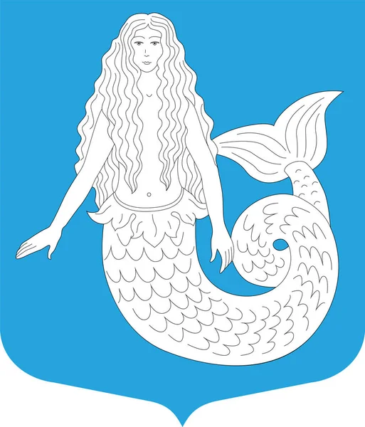 Heraldry Beautiful Mermaid Hand Drawn Illustration Isolated Vector Illustration — Stock Vector