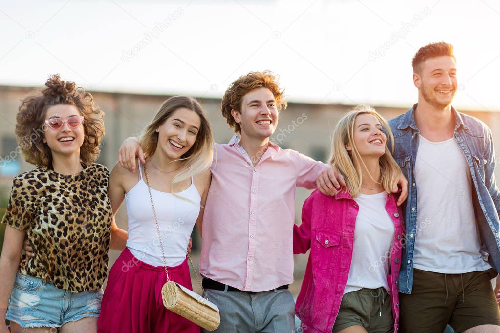 Group of friends having fun outdoors