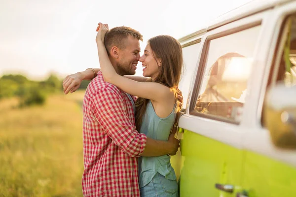 Young couple out on a road trip