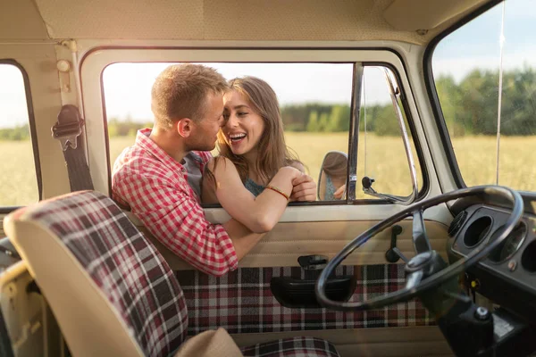 Young couple out on a road trip