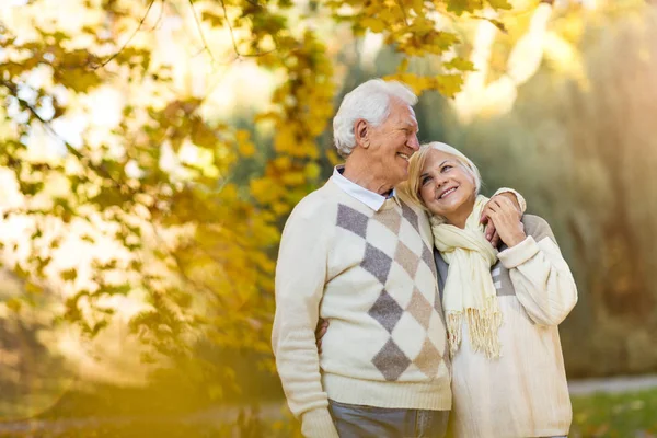 Pareja Mayor Parque Otoño — Foto de Stock