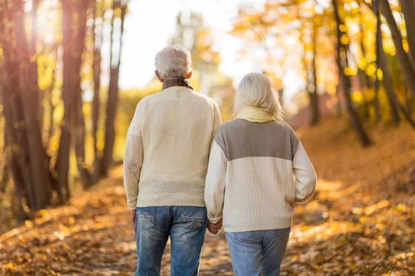 Casal Sênior Parque Outono — Fotografia de Stock