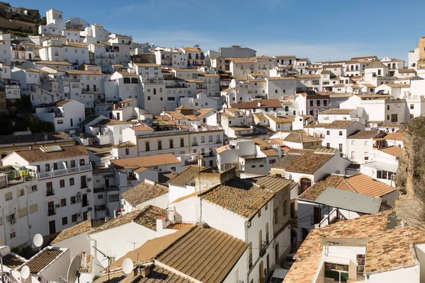 Házakat Épített Rock Setenil Las Bodegas Village Cadiz Andalúzia Spanyolország — Stock Fotó