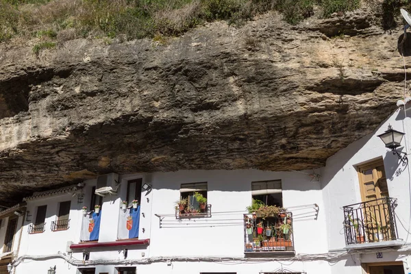 Häuser Felsen Setenil Las Bodegas Dorf Cadiz Andalusien Spanien — Stockfoto