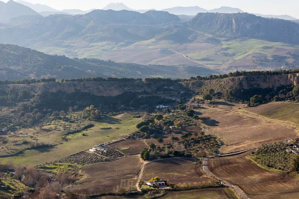 Сьєрра Ronda Поля Також Гори Від Країв Крутими Скелями Ronda — стокове фото