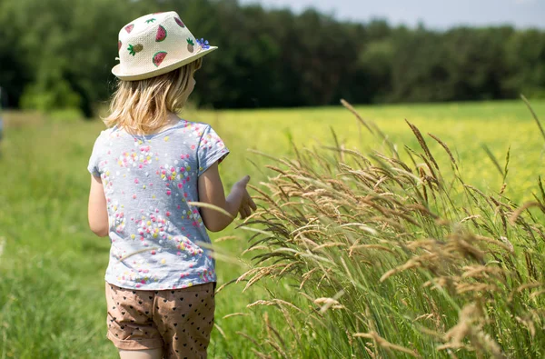 Kleines Mädchen Auf Dem Feld — Stockfoto