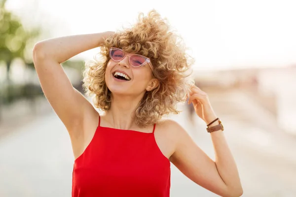 Portrait Young Woman Curly Hair Royalty Free Stock Images