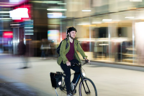 Young Man Bicycle City — Stock Photo, Image