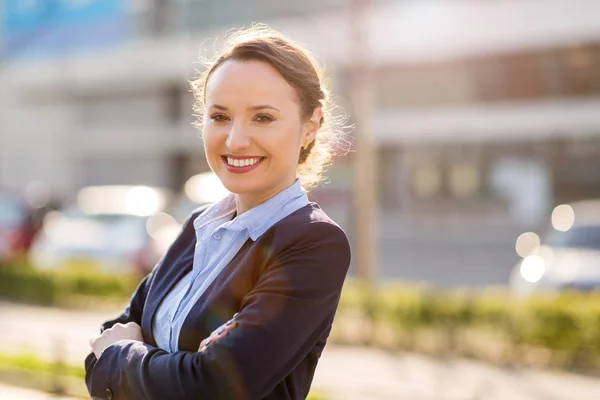 Portrait Confident Businesswoman City — Stock Photo, Image