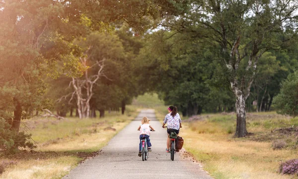 Bambina Bicicletta Con Sua Madre Olanda — Foto Stock