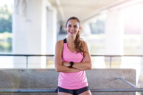 Female runner in a urban city area