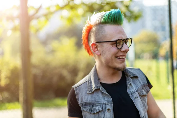 Portrait Cool Young Man Mohawk Hair — Stock Photo, Image