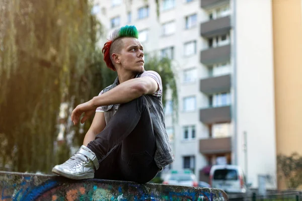 Portrait Cool Young Man Mohawk Hair — Stock Photo, Image