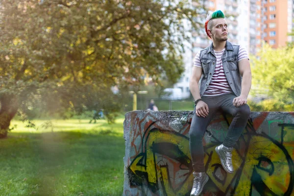 Portrait Cool Young Man Mohawk Hair — Stock Photo, Image