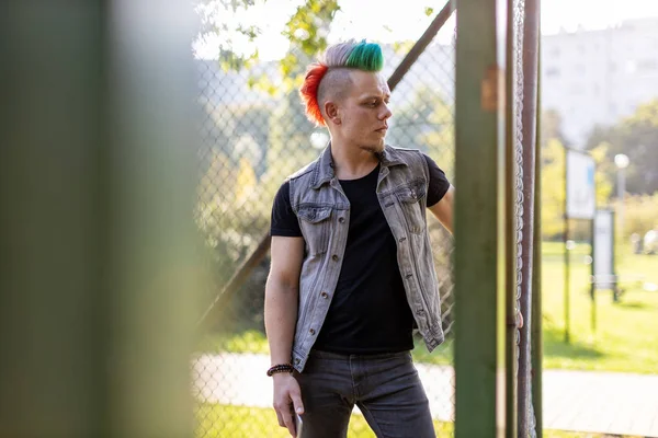 Portrait Cool Young Man Mohawk Hair — Stock Photo, Image