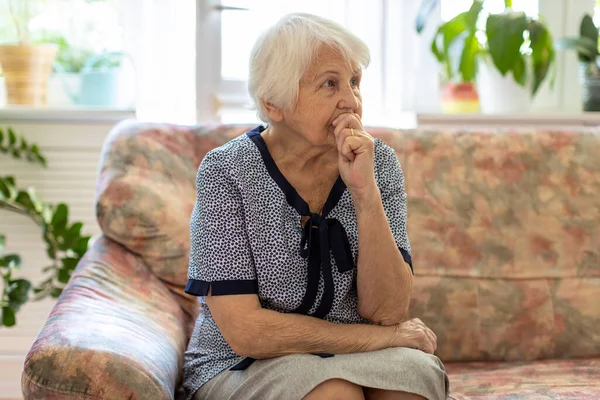 Portrait Elderly Woman State Worry Home — Stock Photo, Image