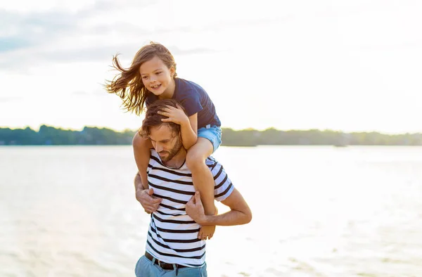 Father Child Spending Day Beach — Stock Photo, Image