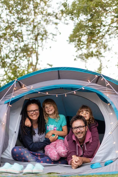 Happy Family Enjoying Camping Holiday — Stock fotografie