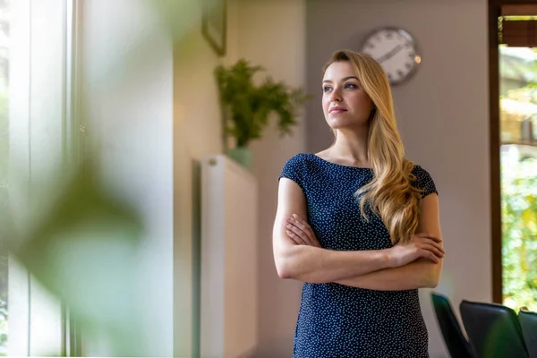 Retrato Una Joven Empresaria Confiada Cargo — Foto de Stock