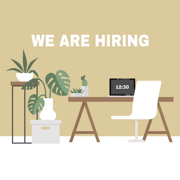 Nous Embauchons Cherche Employé Ressources Humaines Intérieur Bureau Illustration Vectorielle — Image vectorielle