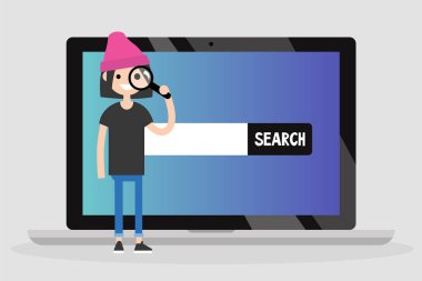 Arama kavramsal çizimi. Bin yıllık karakter üç kere arıyor