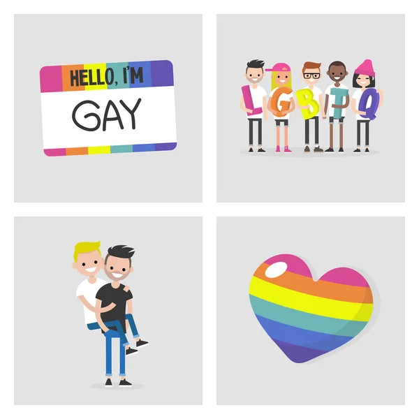 Coleção Imagens Lgbtq Símbolo Arco Íris Comunidade Homossexual Relacionamentos Ilustração —  Vetores de Stock