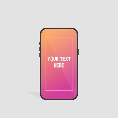 Metninizi buraya. Uzay kopyalayın. Cep telefonu ekran. Degrade arka plan. Düz düzenlenebilir vektör çizim, küçük resim