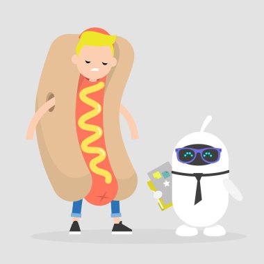 Az maaş ve fazladan ödeme. İnsan emeği ve yapay zeka arasında eşitsizlik. Eşitsizlik. Gelir farklı düzeylerde. Düz düzenlenebilir vektör çizim, küçük resim