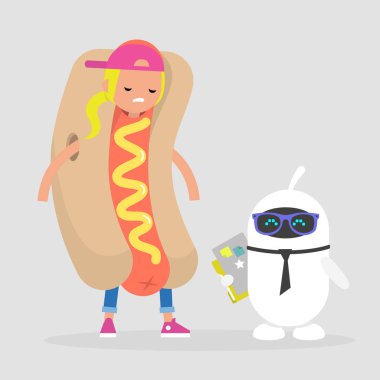 Az maaş ve fazladan ödeme. İnsan emeği ve yapay zeka arasında eşitsizlik. Eşitsizlik. Gelir farklı düzeylerde. Düz düzenlenebilir vektör çizim, küçük resim