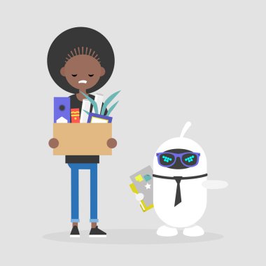 Bir robot tarafından ateş çalışan üzgün. İnsan beyni arasında rekabet