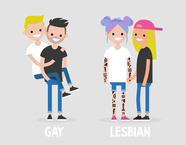 Diferentes Tipos Sexualidad Gays Lesbianas Comunidad Lgbtq Concepto Ilustración Vectorial — Archivo Imágenes Vectoriales