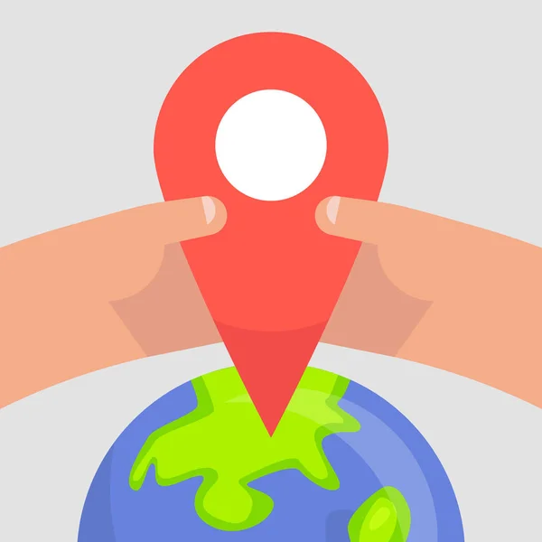 Kezei Egy Földrajzi Helyét Pin Kódot Navigáció Rendeltetési Hely Lapos — Stock Vector