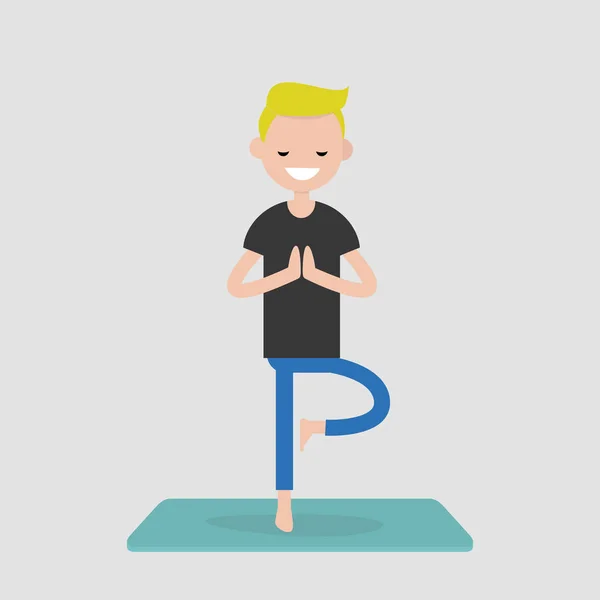 Jeune Personnage Pratiquant Yoga Détendez Vous Méditation Santé Mentale Mode — Image vectorielle