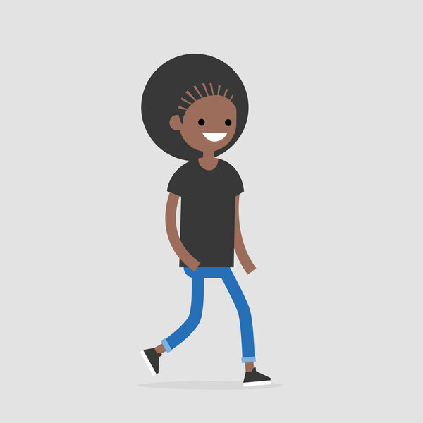 Young walking character. Pedestrian. Flat editable vector illustration, clip art