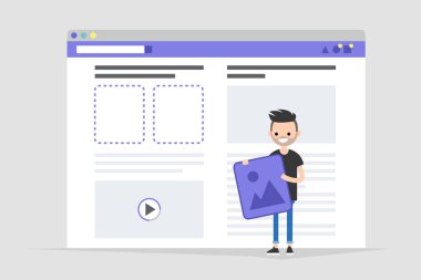 Webdesign. Site İnşaat. Kavramsal çizimi / düz düzenlenebilir vektör çizim, küçük resim