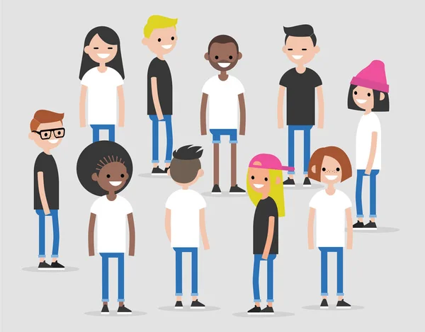 国际队 现代社会观念 多样性 代表不同国家的全球社会 国际学生组 平面矢量剪贴画插图 — 图库矢量图片