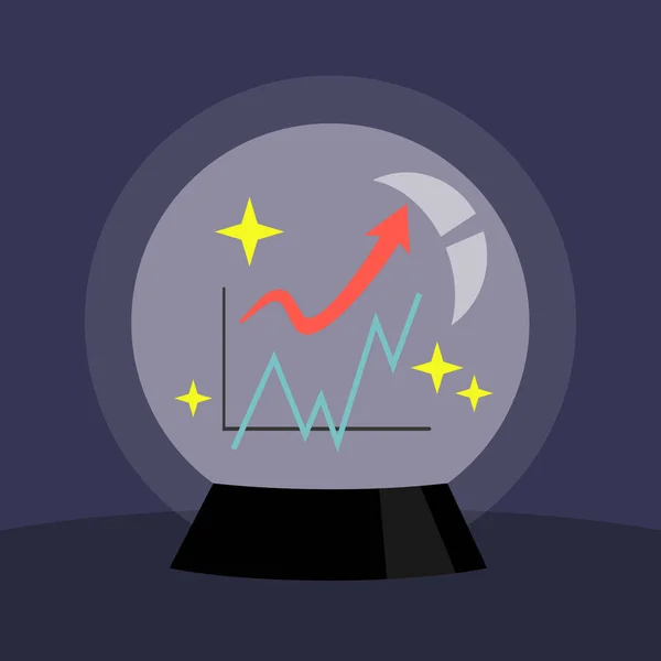 Adivinación Observación Tendencias Bola Cristal Mágico Que Muestra Diagrama Crecimiento — Vector de stock