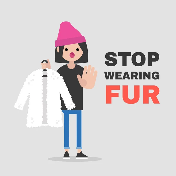 Stop Wearing Fur Vegetarian Campaign Fur Industry Eco Friendly Behaviour — Stock Vector