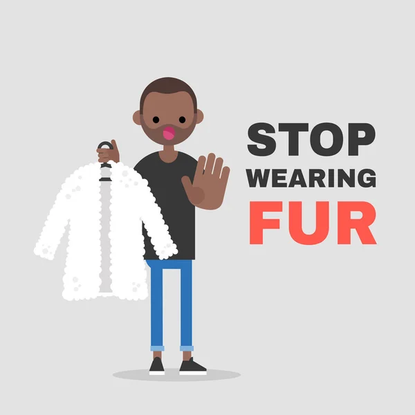 Stop Wearing Fur Vegetarian Campaign Fur Industry Eco Friendly Behaviour — Stock Vector