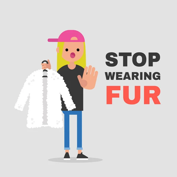 Stop Wearing Fur Vegetarian Campaign Fur Industry Eco Friendly Behaviour — Stock Vector