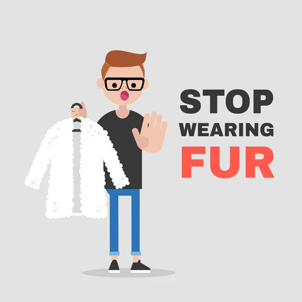 Stop Wearing Fur Vegetarian Campaign Fur Industry Eco Friendly Behaviour — Stock Vector