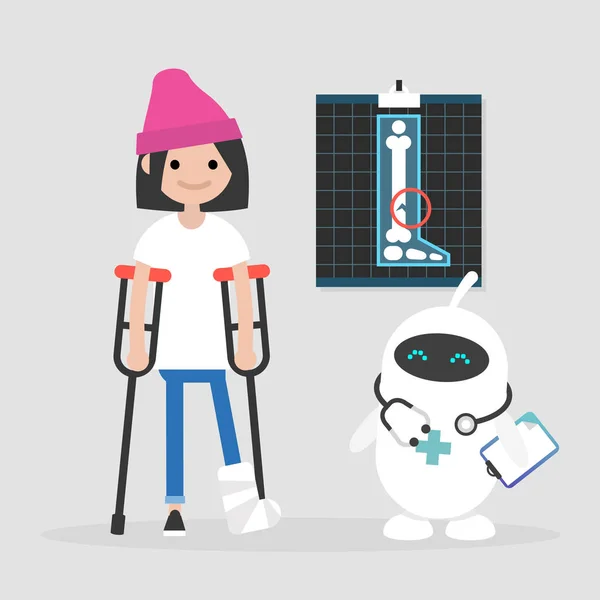 Nouvelles Technologies Soins Santé Modernes Mignon Robot Médecin Blanc Caractère — Image vectorielle