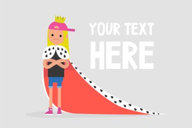 Genç kibirli erkek karakter kraliyet bir manto ve bir taç giyen / düz düzenlenebilir vektör resim, küçük resim