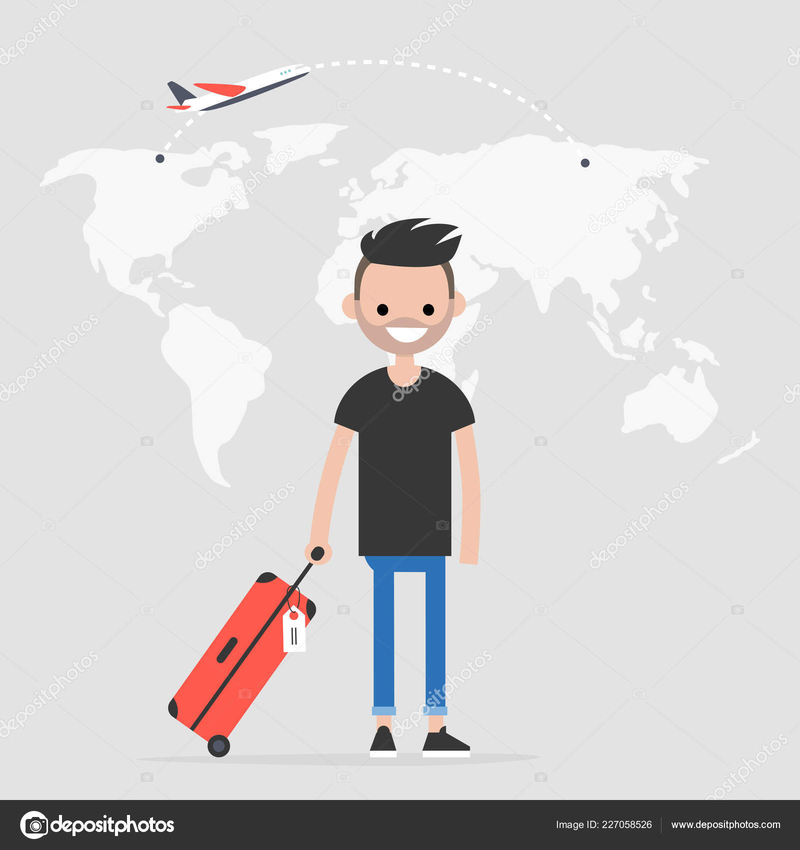 若い旅行者は 機内荷物を保持します フライト 世界地図 フラット編集可能なベクトル イラスト クリップアート ストックベクター C Nadiabormotova 若い旅行者は 機内荷物を保持します フライト 世界地図 フラット編集可能なベクトル イラスト クリップアート ストックベクター C Nadiabormotova
