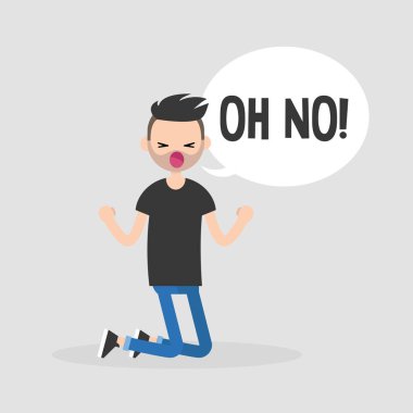 Diz çökmüş genç karakter bağırıyor 