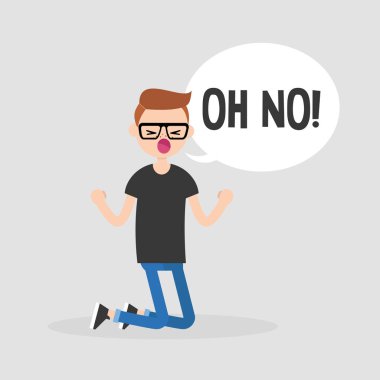 Diz çökmüş genç karakter bağırıyor 