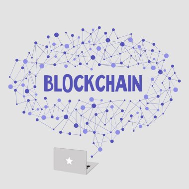 Blockchain, kavramsal çizimi. Düz düzenlenebilir vektör küçük resim. Vektör çizim. Modern teknolojiler. Bulut.
