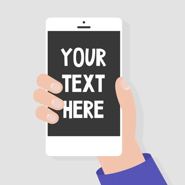 Kopiera Utrymme Din Text Här Handen Håller Smartphone Mobil Skärm — Stock vektor